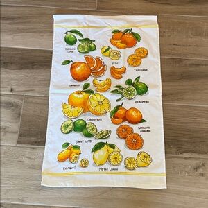 Vintage La Patisserie cotton citrus lemon lime orange print hand towel